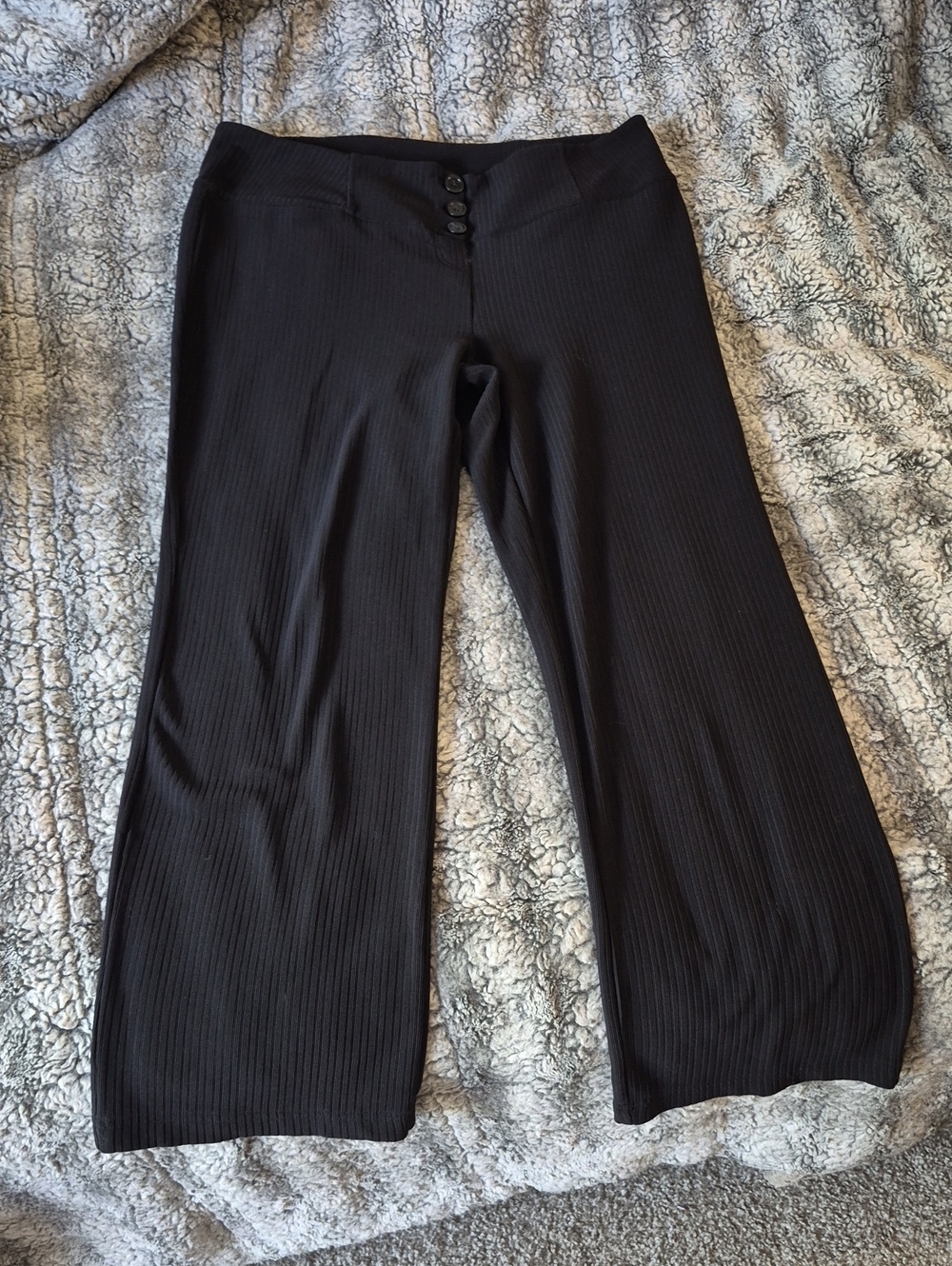 Mix & Co 🖤 Women’s Black Wide-Leg Ribbed Pants (818)